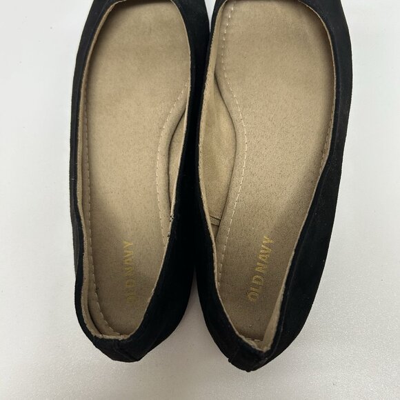 Old Navy Ballet Flats Size 9 Black Suede Leatherette Classic Casual Preppy Comfy - Picture 3 of 9